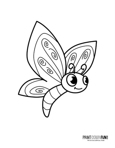 Happy cartoon butterfly coloring page - PrintColorFun com