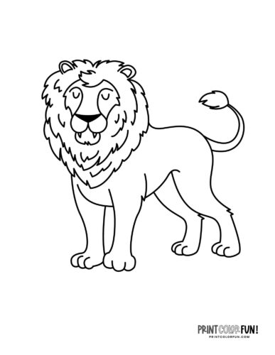 Happy cartoon lion coloring page - PrintColorFun com