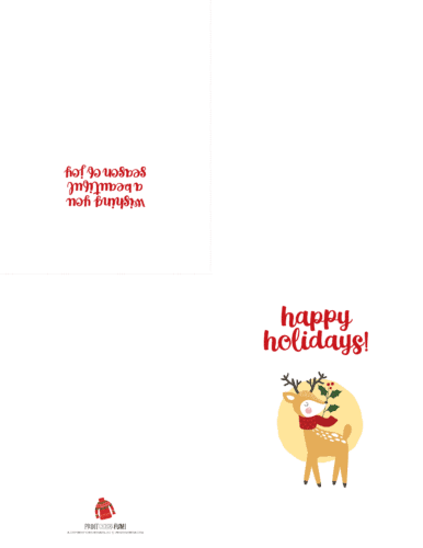 Happy holidays - Deer printable Christmas card from PrintColorFun com