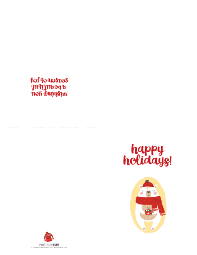 Happy holidays - bear printable Christmas card from PrintColorFun com