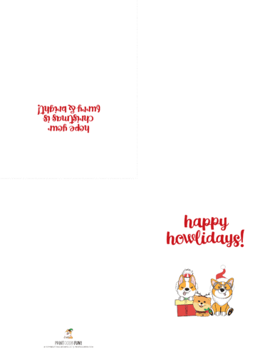 Happy howlidays - dogs printable Christmas card from PrintColorFun com