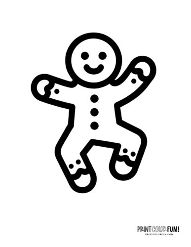 Happy jumping gingerbread man coloring page from PrintColorFun com