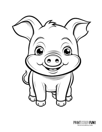 Happy little pig coloring page - PrintColorFun com