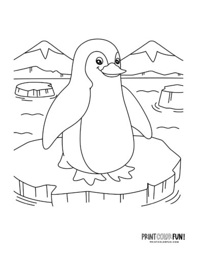 Happy penguin coloring page from PrintColorFun com