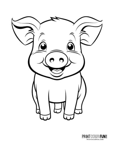 Happy pig coloring page - PrintColorFun com