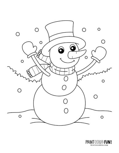 Happy snowman - Snowman coloring page from PrintColorFun com