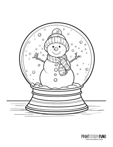 Happy snowperson snow globe coloring page - PrintColorFun com