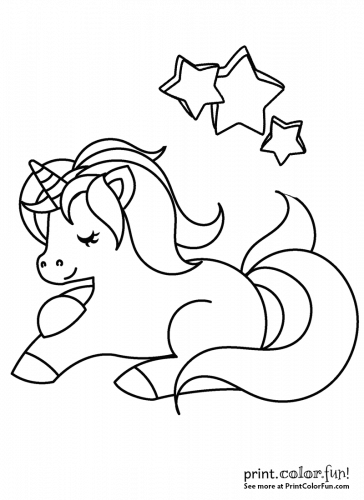 Happy unicorn with stars