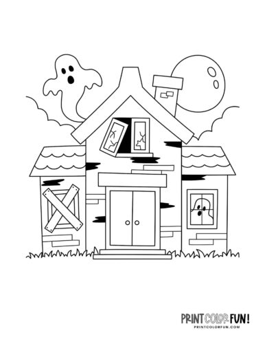 Haunted house coloring printable from PrintColorFun com (1)