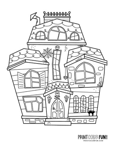 Haunted house coloring printable from PrintColorFun com (7)