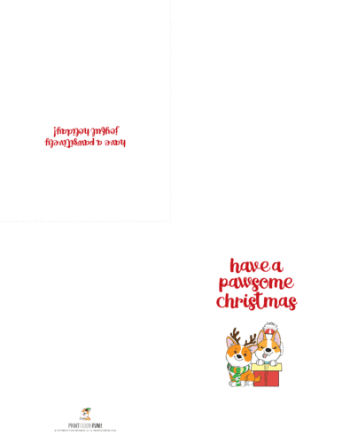 Have a pawsome Christmas printable Christmas card from PrintColorFun com