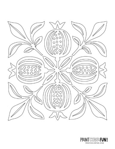 Free Hawaiian quilt patterns to applique or stencil - plant or fruit