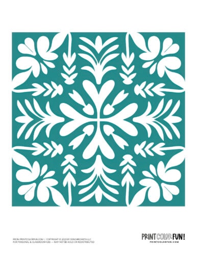 Hawaiian-style quilt patterns in color from PrintColorFun com 2