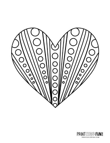 Heart design coloring page - dots and lines