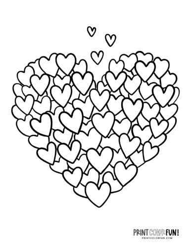 hearts with ribbons coloring pages