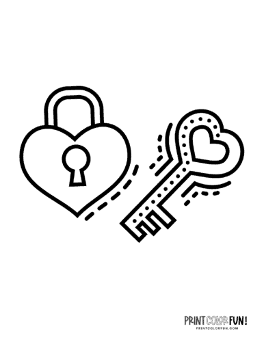 Heart lock and key printable