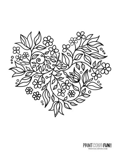 Heart shape made of flower and leaf designs