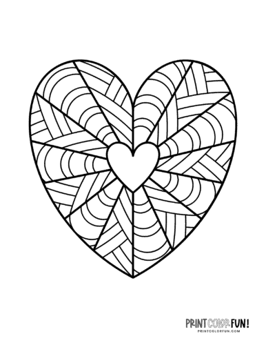 Heart starburst design heart shape to color