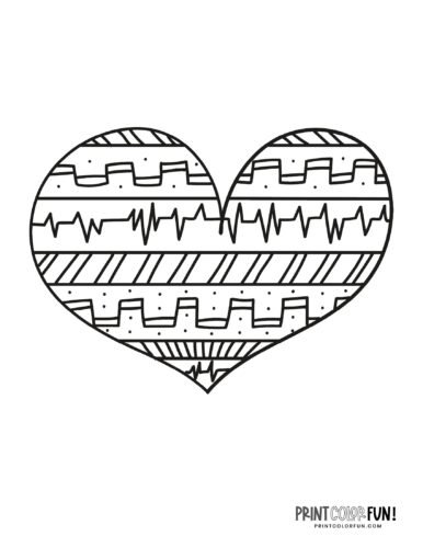 Heartbeat rhythm on a heart shape to color
