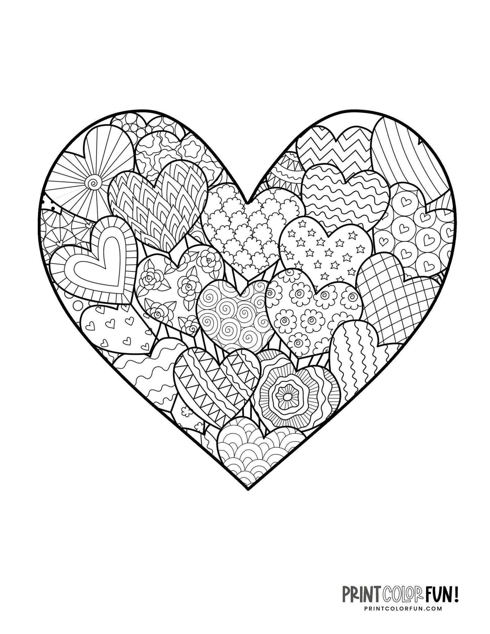 15 zen doodle heart coloring pages coloring page - Print. Color. Fun!