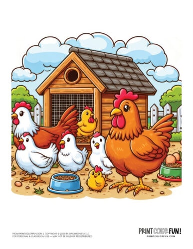 Henhouse chicken coop color clipart from PrintColorFun com 1