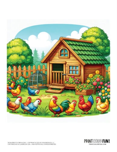 Henhouse chicken coop color clipart from PrintColorFun com 2