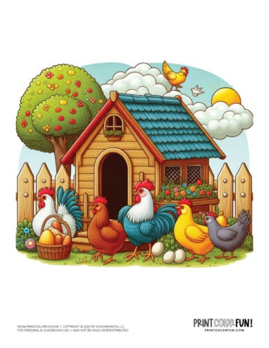 Henhouse chicken coop color clipart from PrintColorFun com 3