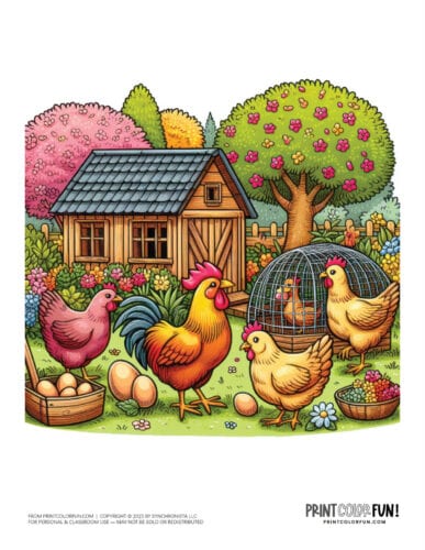 Henhouse chicken coop color clipart from PrintColorFun com 5
