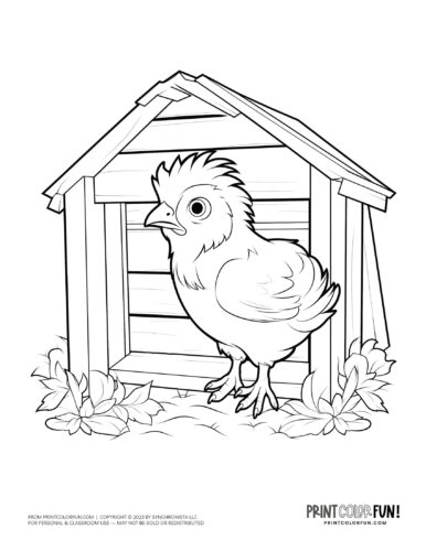 Henhouse chicken coop coloring clipart from PrintColorFun com 3