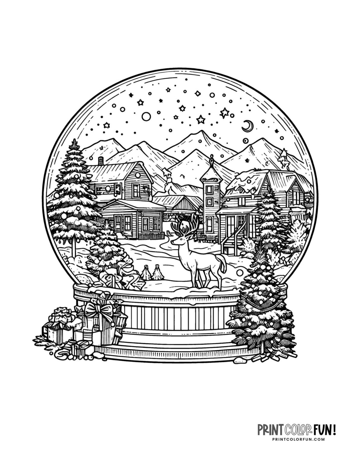 36 snow globe clipart & coloring pages for a magical holiday season, at ...