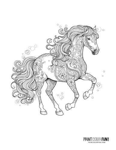 Horse adult coloring page at PrintColorFun com 1