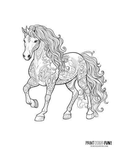 Horse adult coloring page at PrintColorFun com 2