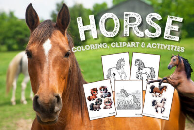Horse coloring page clipart activities from PrintColorFun com