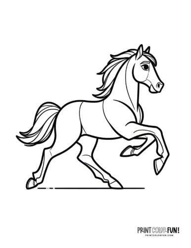 Horse in animated movie style coloring page at PrintColorFun com