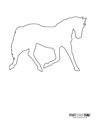 Horse silhouette template page from PrintColorFun com (2)