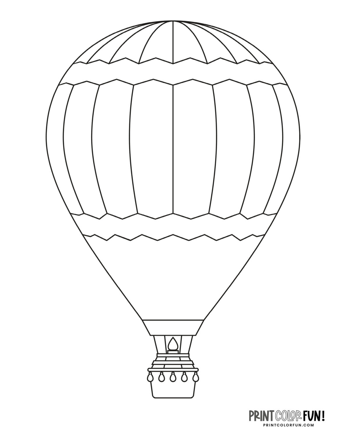 Huge hot air balloon coloring pages & other fun, at PrintColorFun.com