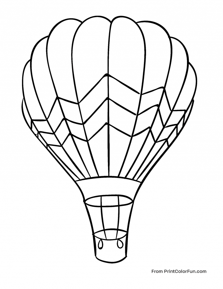 Hot air balloon with lines, at PrintColorFun.com