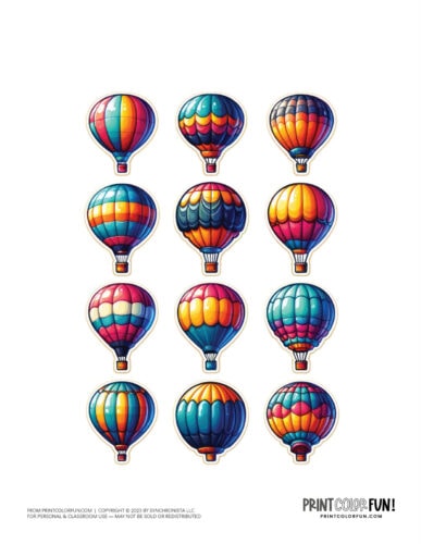 Hot air balloons color clipart from PrintColorFun com 1