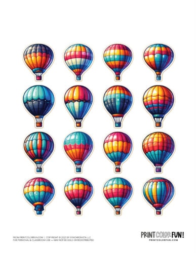 Hot air balloons color clipart from PrintColorFun com 2