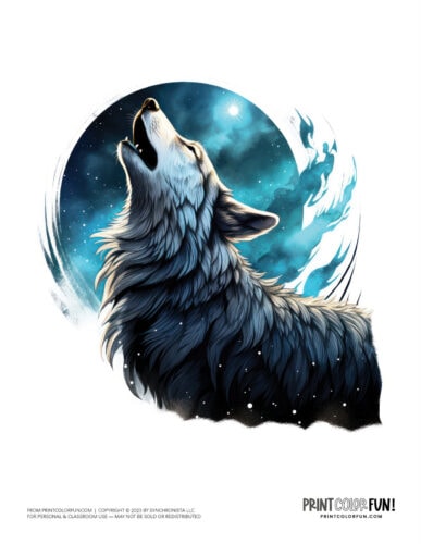 Howling wolf clipart drawing from PrintColorFun com (1)