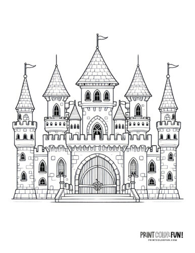 Huge castle coloring page at PrintColorFun com