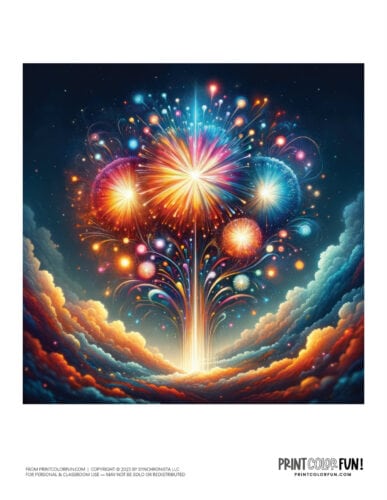 Huge fireworks show color clipart from PrintColorFun com 2