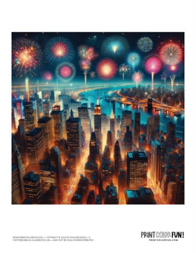 Huge fireworks show color clipart from PrintColorFun com 3