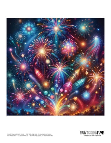 Huge fireworks show color clipart from PrintColorFun com 4