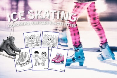 Ice skating coloring page clipart activities from PrintColorFun com