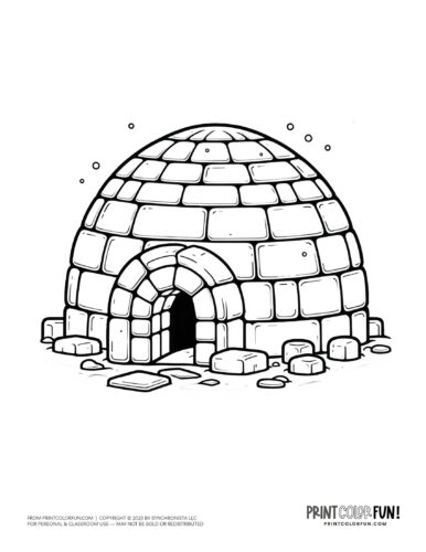 Igloo coloring page clipart from PrintColorFun com (1)