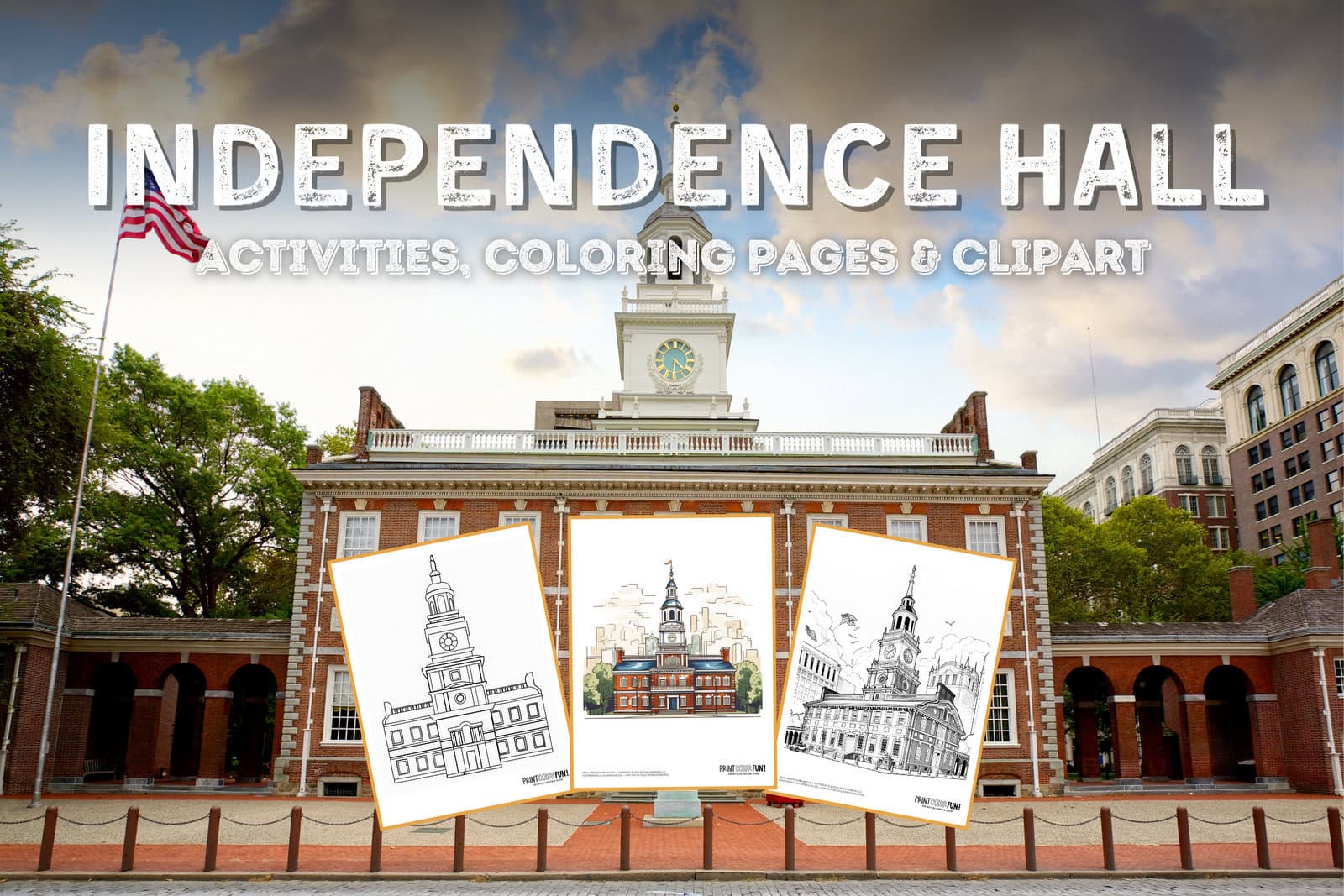 Independence Hall in Philadelphia coloring pages and clipart at PrintColorFun com