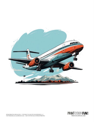 Jet airplane clipart from PrintColorFun com