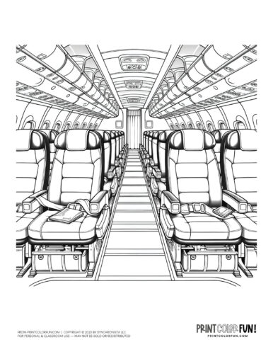 Jet plane interior seating coloring page from PrintColorFun com (1)