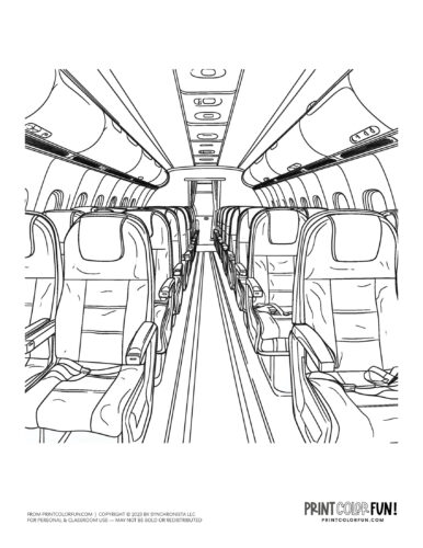 Jet plane interior seating coloring page from PrintColorFun com (2)